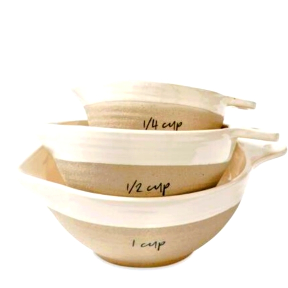 Mud Pie Stoneware Nesting measuring cups, 3 pc set, 42600503 - Picture 1 of 10